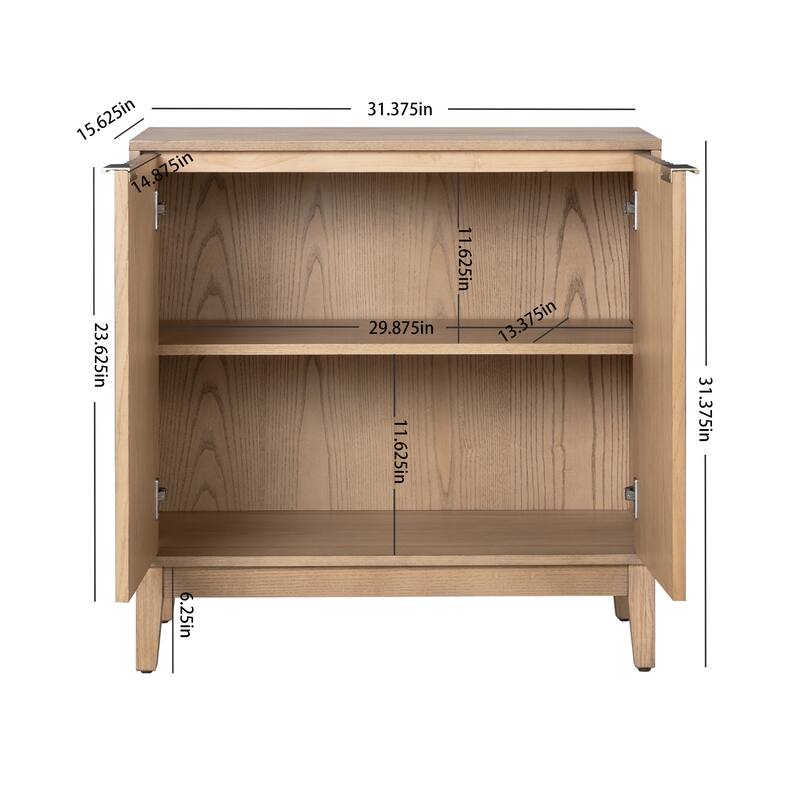 2 Doors Sideboard Buffet Cabinet, Fluted Storage Cabinet, Wood Accent Table with Adjustable Shelves, Console Table