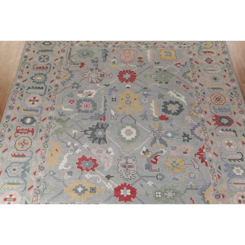 Transitional Grey Oushak Oriental Large Rug Hand-Knotted Wool Carpet - 12'1" x 14'8"