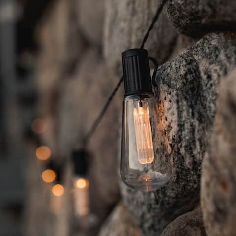 LUMINITES Solar Powered LED Patio Bulb String Lights