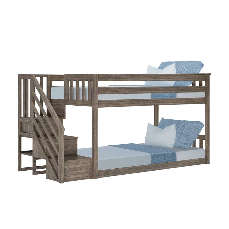 Max and Lily Twin over Twin Low Bunk Bed with Staircase