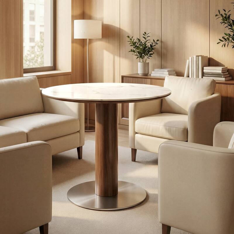 31.5" Round Conference Table for 2-4 People, Small Office Meeting Table - 31.5" Dia. x 29.53" H