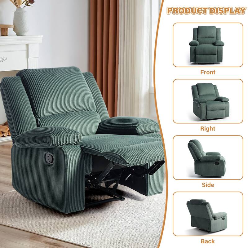 2 Piece Modern Corduroy Upholstery Push Back Manual Recliner Chair