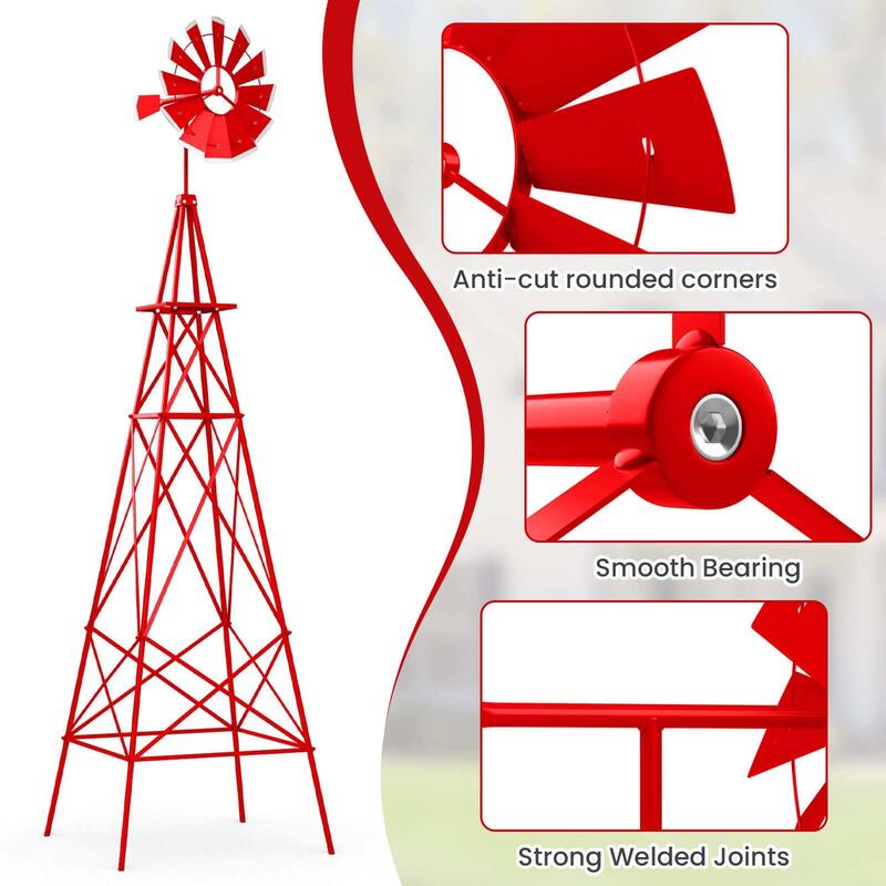 Costway 8 ft Ornamental Windmill with 4 Support Legs Decorative - See Details
