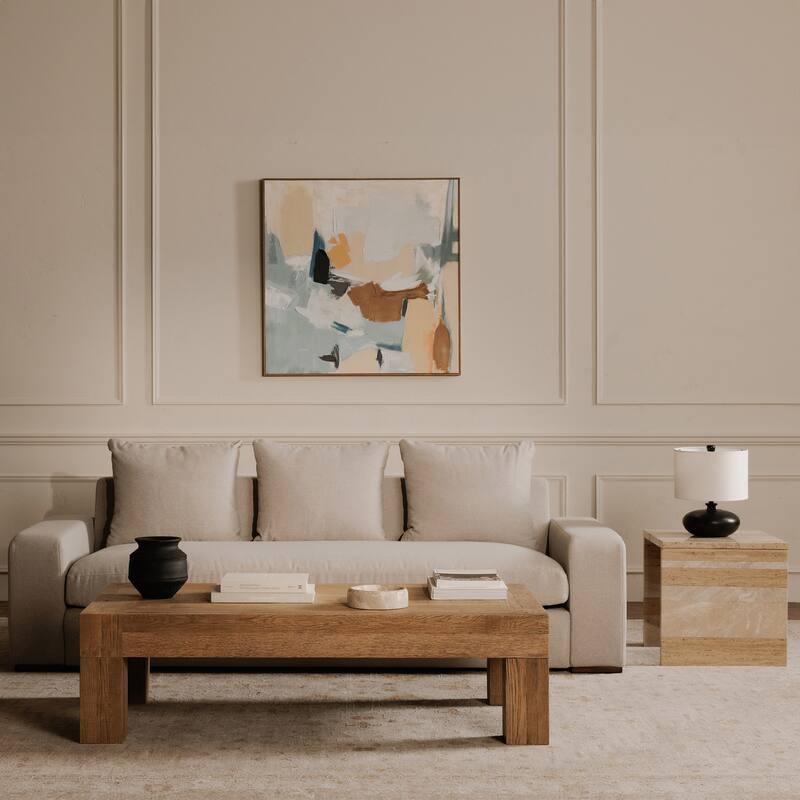 NADAAL STUDIOS Cavan Sofa, Wide Track Arms, Reversible Back Cushions, Feather-Fiber Bench Seat, Ivory