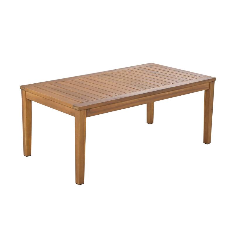 Outdoor 4-Piece Solid Wood Conversation Sofa Set with Coffee Table