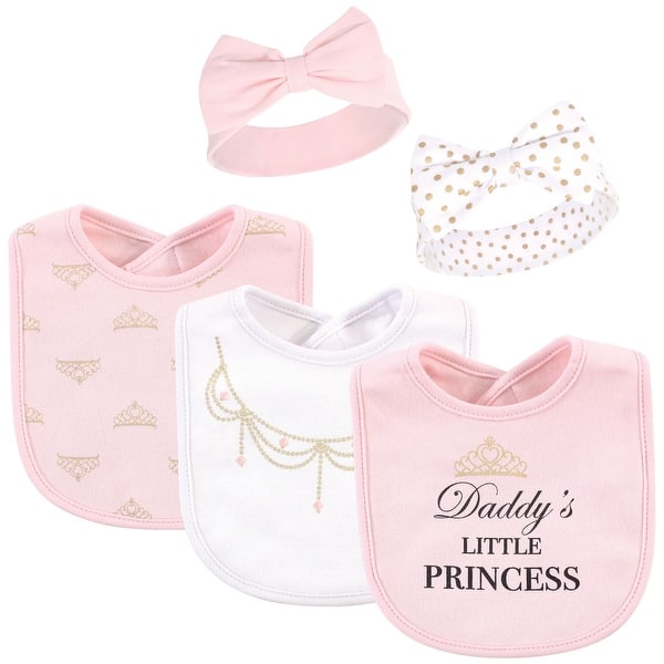 slide 1 of 1, Little Treasure Baby Girl Cotton Bib and Headband Set 5pk, Daddys Princess, One Size - Daddys Princess - One Size One Size - Daddys Princess
