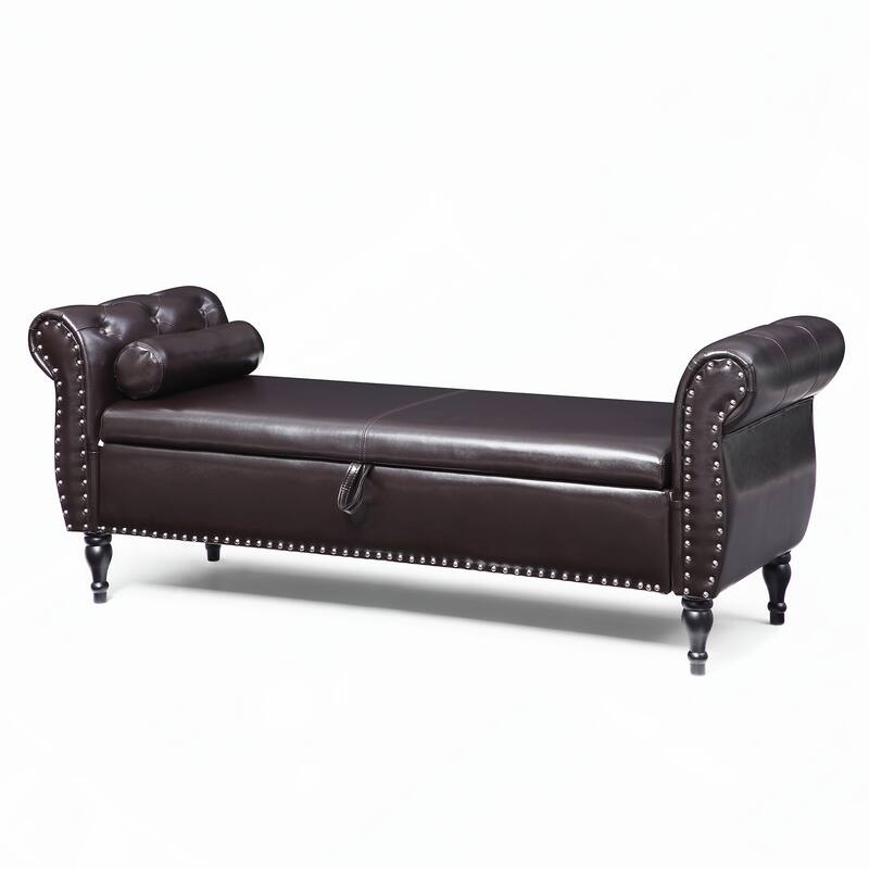 63" PU Upholstered End of Bed Bench
