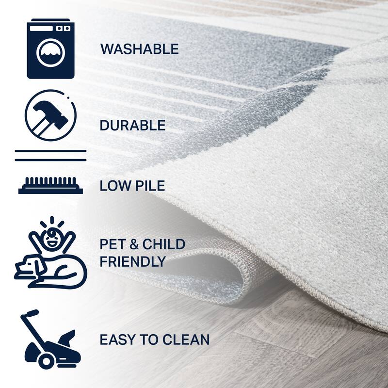 JONATHAN Y Vector Contemporary Minimalist Machine-Washable Multi Area Rug