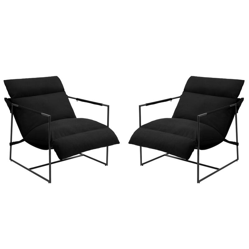Metal Framed Sling Fabric Accent Chair Set of 2