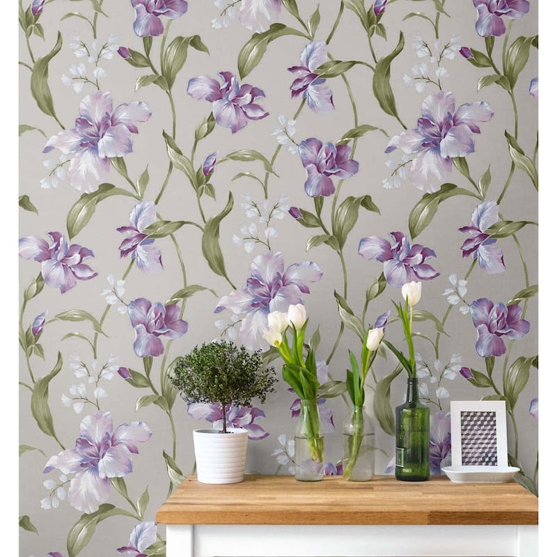 Seabrook Designs Harland Floral Unpasted Wallpaper