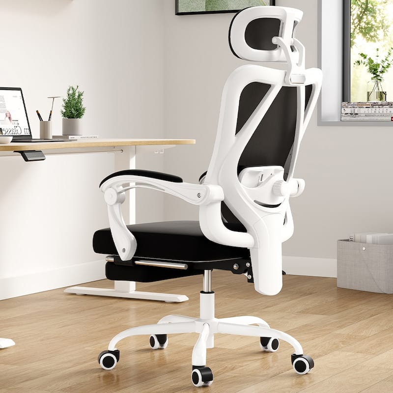Ergonomic Office Chair with Footrest, Office Desk Chair with Headrest, High Back Computer Chair with Adjustable Lumbar Support