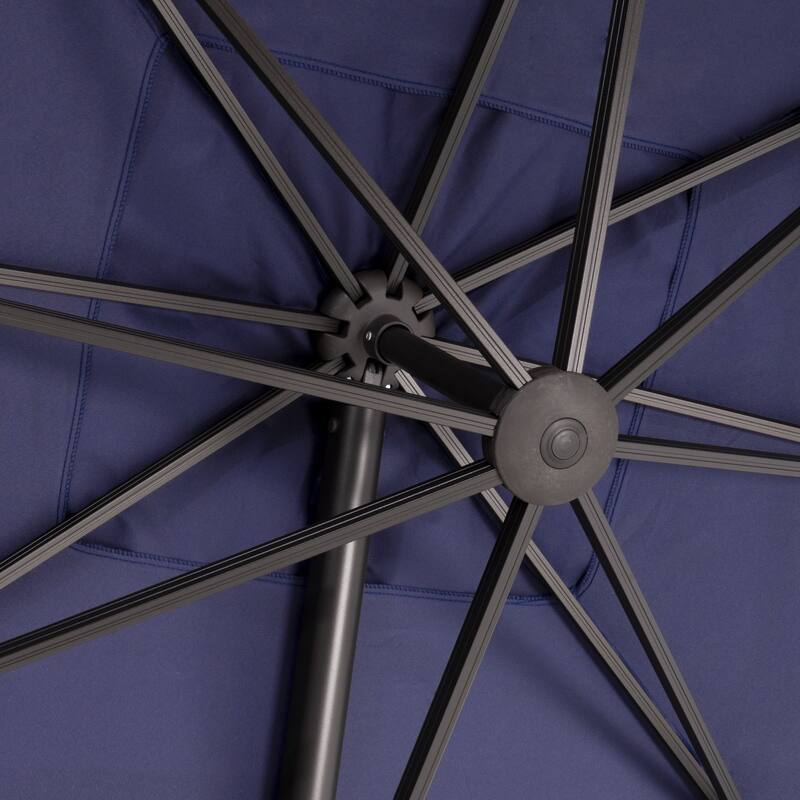 Outdoor 9 x 11 Ft Cantilever Patio Umbrella 360 Degree Rotation with Weight Base