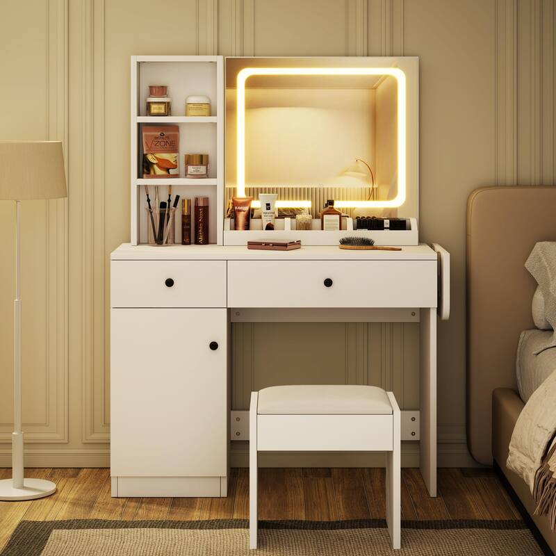 Makeup Vanity with Mirror and LED Light