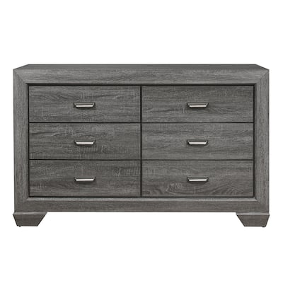 Wooden Bedroom Furniture Gray Finish 1pc Dresser of 6x Drawers Contemporary Design Rustic Aesthetic