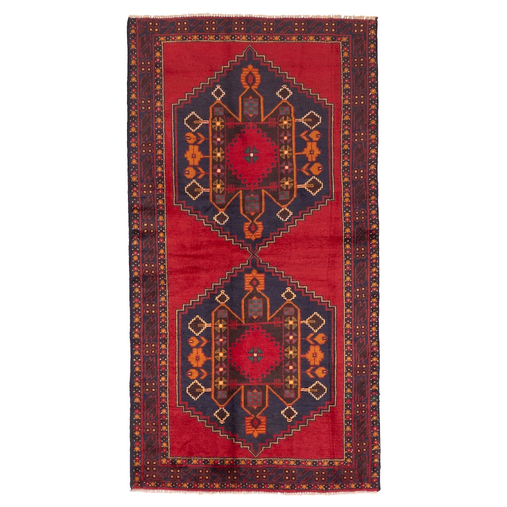 ECARPETGALLERY Hand-knotted Teimani Red Wool Rug - 3'3 x 6'6