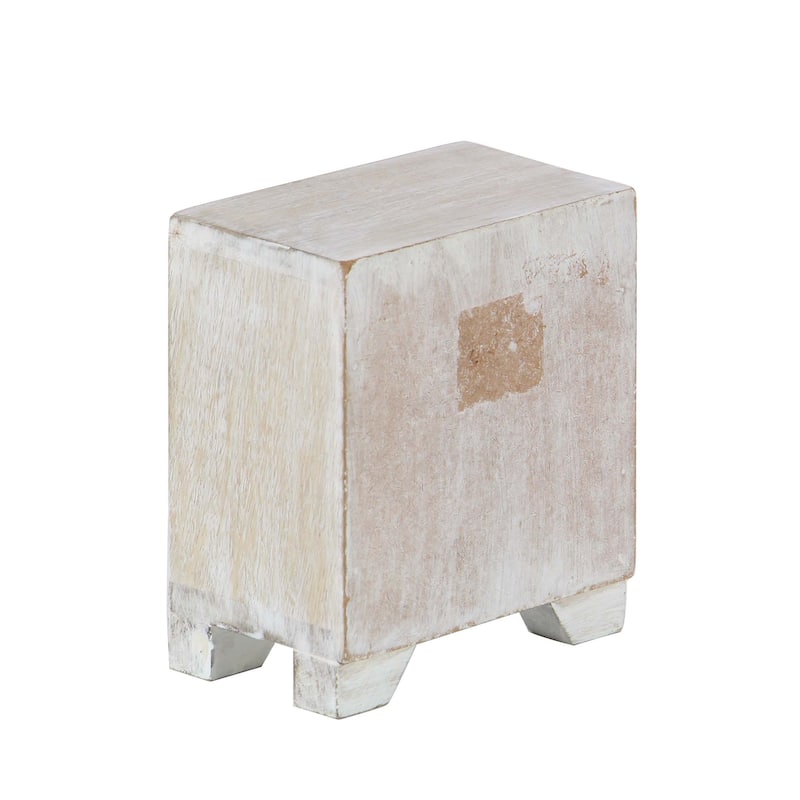 Square White Lattice-Patterned 4-Drawer Ceramic Jewelry Box