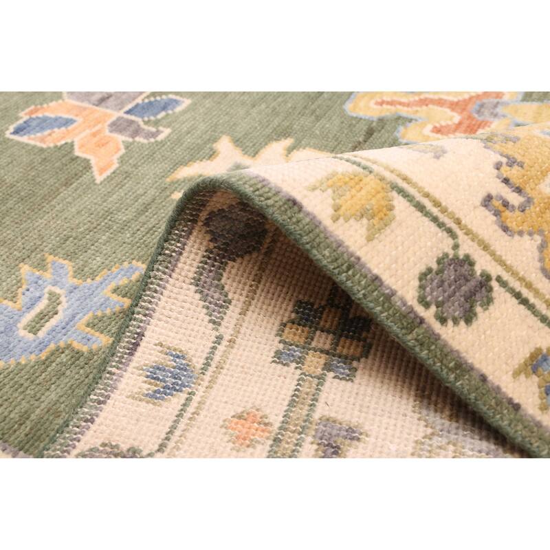 ECARPETGALLERY Hand-knotted Modern Oushak Green Wool Rug - 8'0 x 10'0