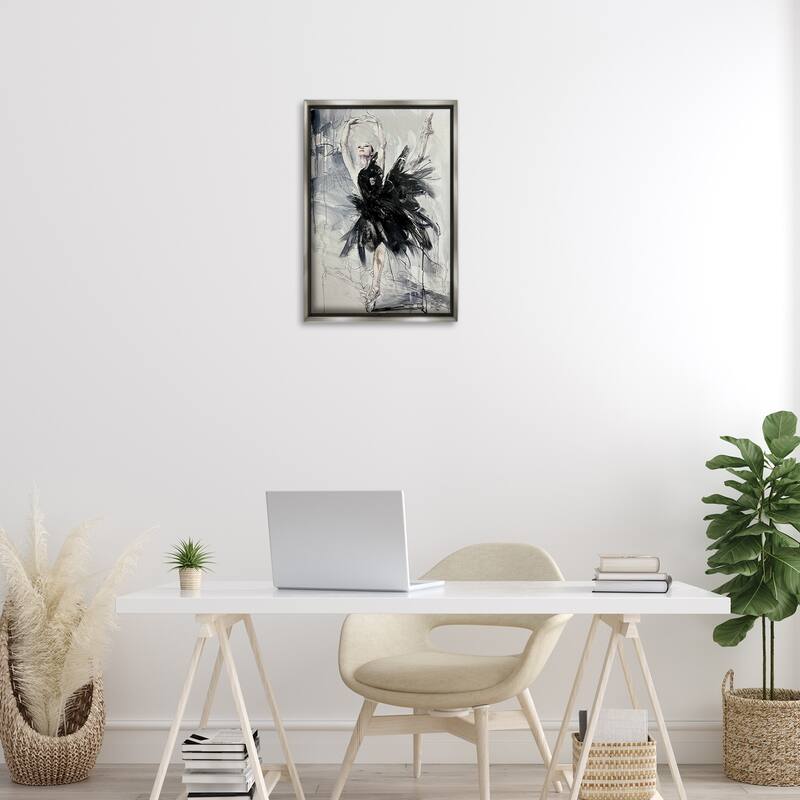 Stupell Graceful Dancer Abstract Framed Floater Canvas Wall Art Design By Lucille Lee