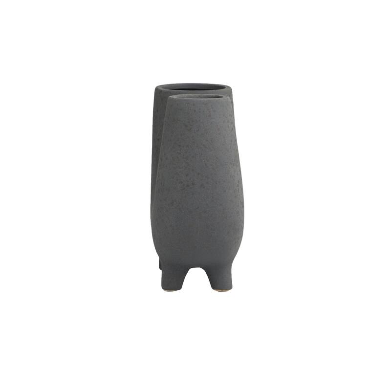 Ceramic Abstract U-Shaped Decorative Vase with Small Feet - Dark Gray - CosmoLiving by Cosmopolitan