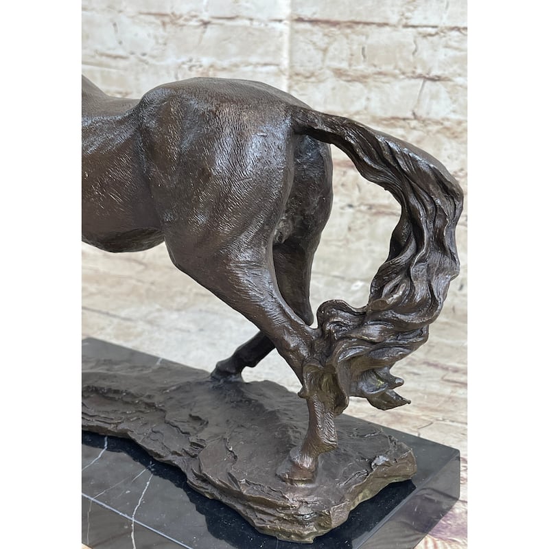Signed Original Arabian Horse Bronze Sculpture Modern Art Marble Figurine Figure