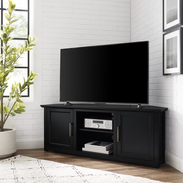 Corner Storage TV Console - Black