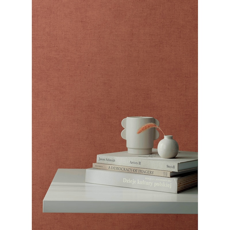 A-Street Prints Nuovo Rust Faux Linen Wallpaper