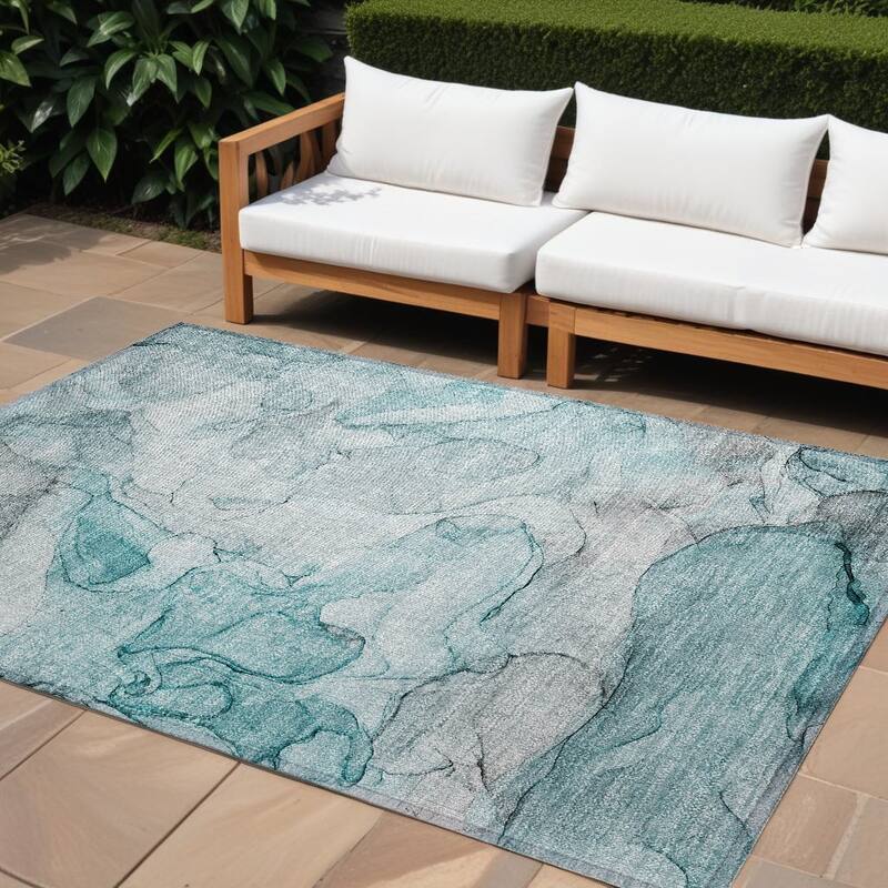 Lalu Artistic Abstract Weather Resistant Versatile Elegance Outdoor Rug - 8' X 10' - Multi