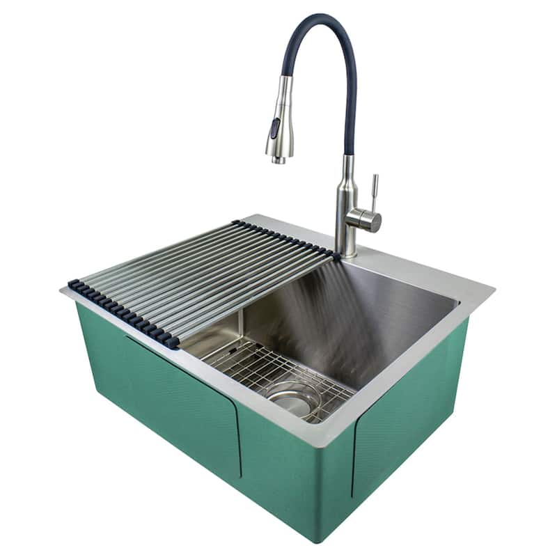 Transolid LSA3-252212-BS 25-in x 22-in Dual-Mount Laundry/Utility Sink Kit in Brushed Stainless - 25" X 22"
