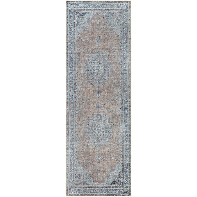 Juniuss Faded Medallion Machine Washable Area Rug