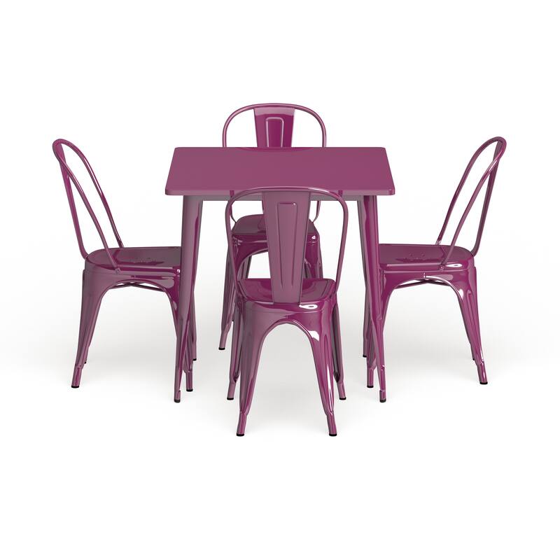 31.5-inch Square 5-piece Metal Indoor/ Outdoor Table and Chairs Set