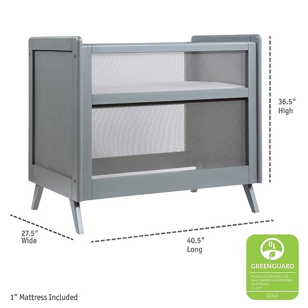 dimension image slide 2 of 6, BreathableBaby Breathable Mesh 2-in-1 Mini Crib, Greenguard Gold Certified
