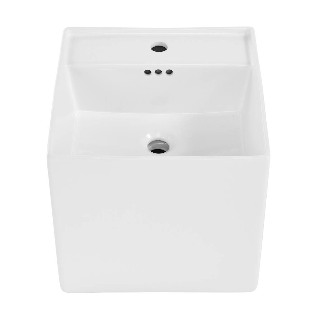 Strasbourg 16.5" Square Wall-Mount Bathroom Sink - 16.8" x 16.8" 16"