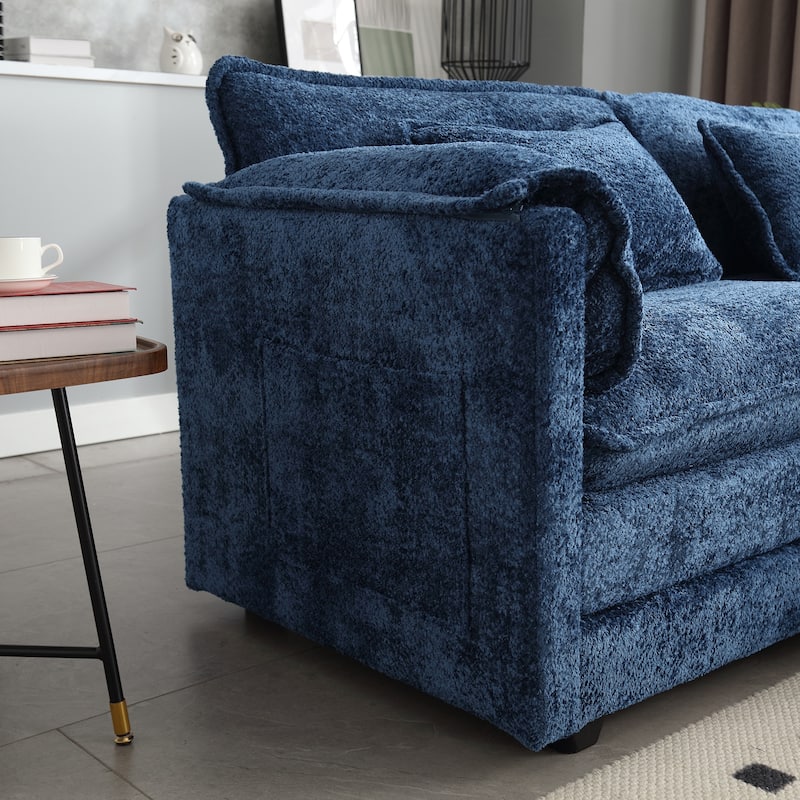 L-shape Sectional with Chaise, Loveseat Recliner Sofa with Side Pocket