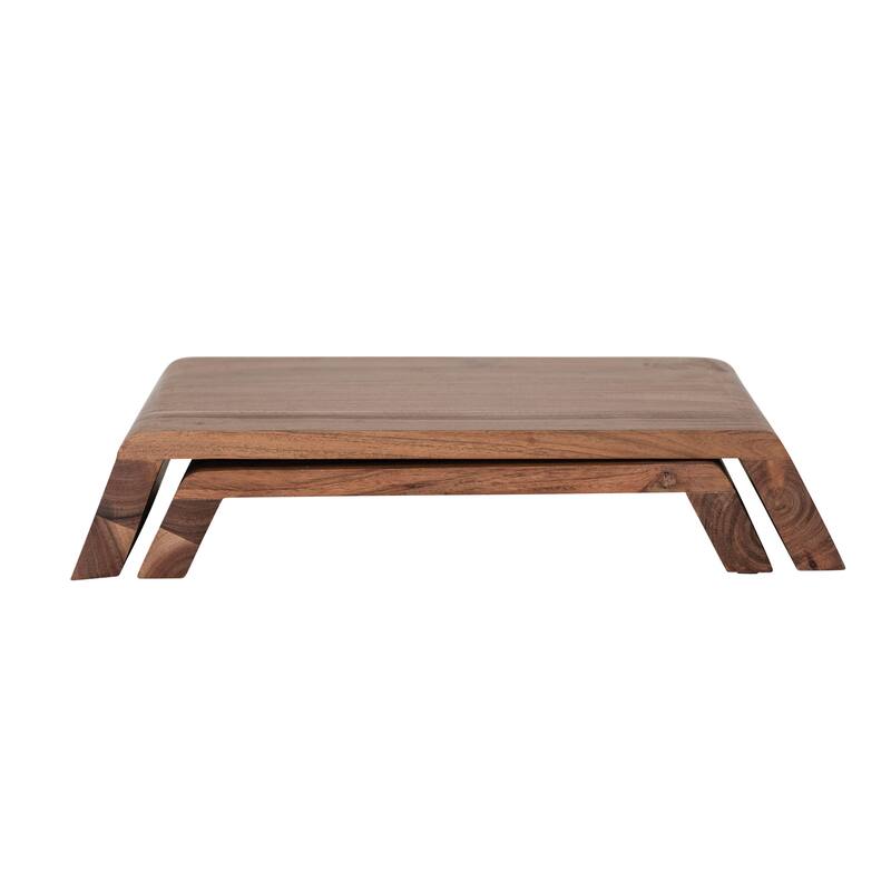Acacia Wood Nesting Pedestals - 17.0"L x 10.0"W x 3.0"H - 17.0"L x 10.0"W x 3.0"H