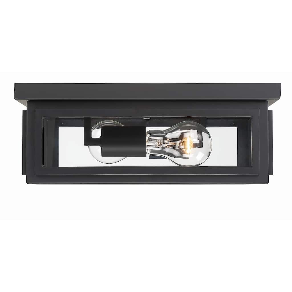 Byron 2 Light Matte Black Outdoor Ceiling Mount - 12.75"W x 5"H