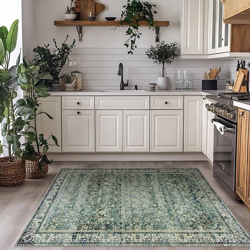 Faux Wool Moody Floral Boho Vintage Oriental Area Rugs