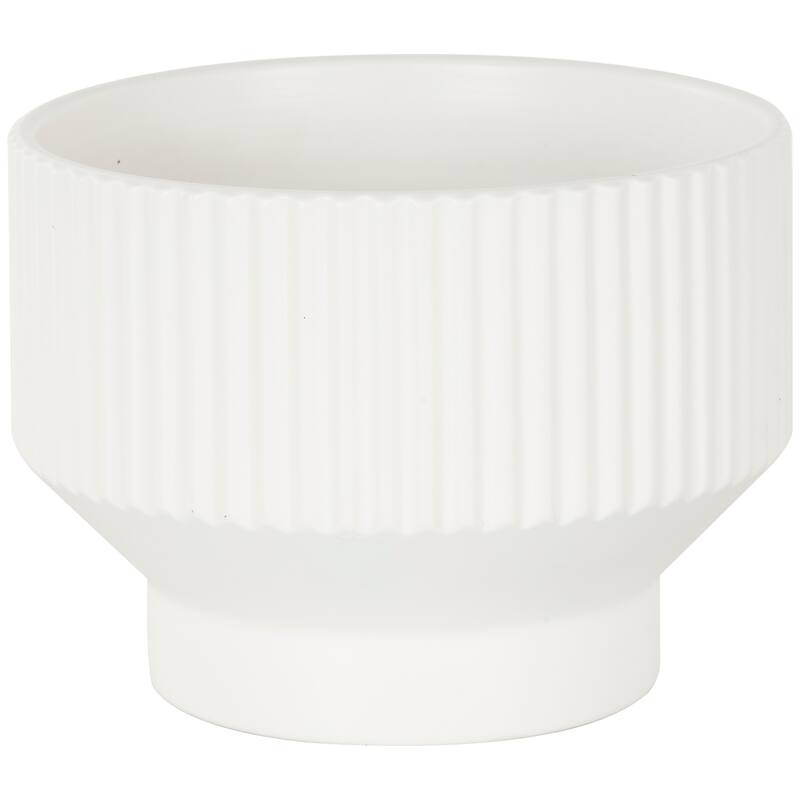 Green, Cream or White Ceramic Wide Planter with Linear Grooves and Tapered Bases (Set of 3)
