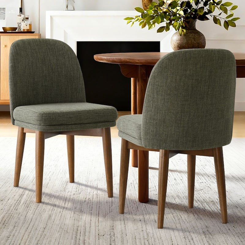 Modern Parsons Dining Chairs with Solid Wood Legs - Set of 2 - Green-2-piece