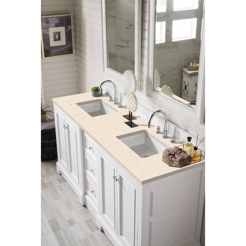 James Martin Vanities De Soto 74" Double Basin Hardwood Vanity Set