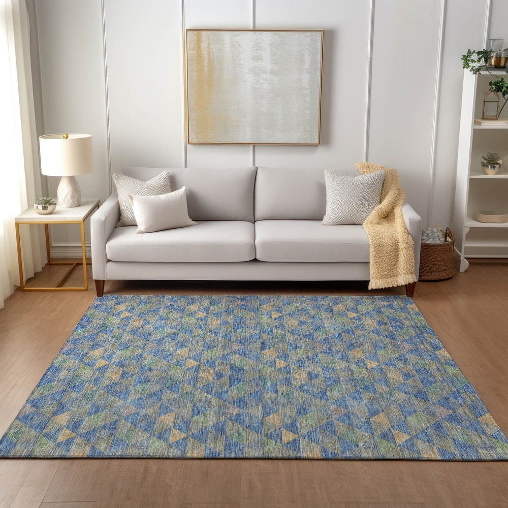 Machine Washable Indoor/ Outdoor Chantille Contemporary Mosaic Rug