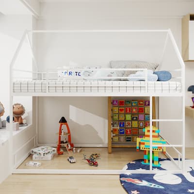Metal Twin over Twin Bunk Bed/ Heavy-duty Sturdy Metal/ Noise Reduced/ Safety Guardrail/No Box Spring Needed