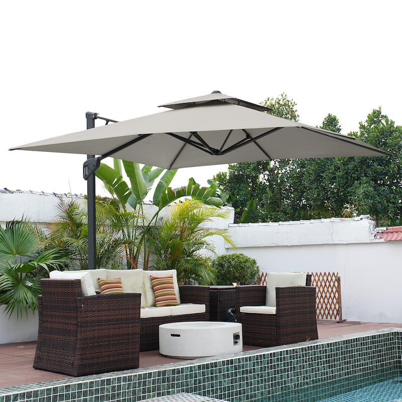 10ft Patio Square Patio Cantilever Umbrella With Crank(Without Base)