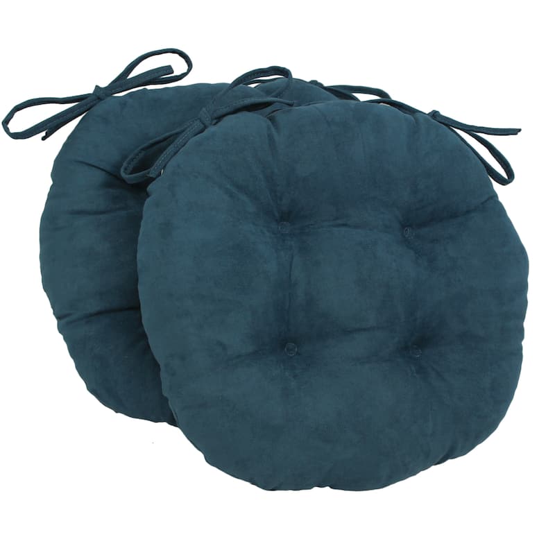 16-inch Round Indoor Microsuede Chair Cushions (Set of 2, 4, or 6) - Set of 2 - Teal