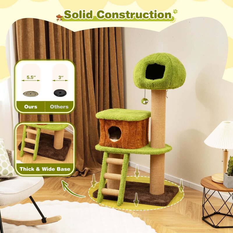 Costway 56" Tall Cat Tower with Mushroom-shaped Nest Condo Climbing - See Details
