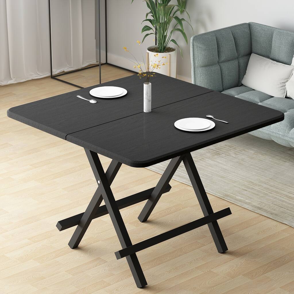 Kerrogee 31.5-inch Black Folding Tray Table Side Table - 31.5"L x 31.55"W x 29.1"H