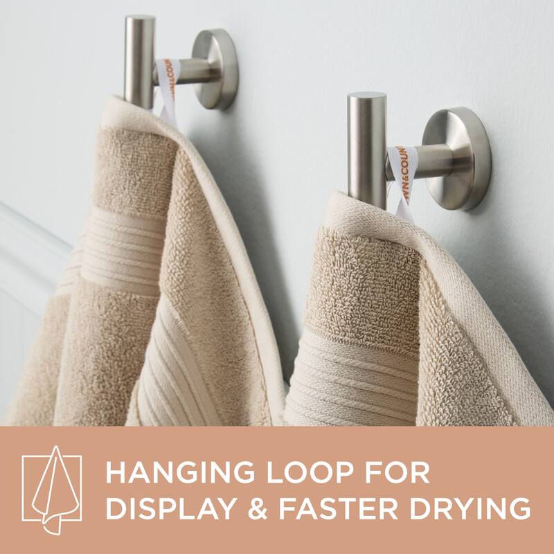 TOWN & COUNTRY EVERYDAY 4-Piece Solid Dobby Border Washcloth Set, 13x13-Inch, 100% Cotton