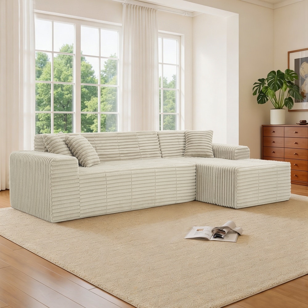 Scandinavian Corduroy Full-Foam Modular Sectional Sofa Set