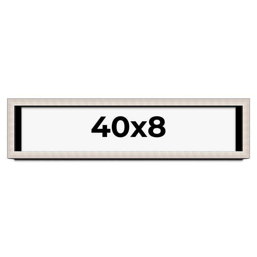 40x8 Shadow Box Frame Silver Real Wood Contemporary Shadowbox Display Frame UV Acrylic Front Acid Free Backing and Hardware