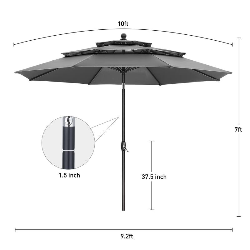Autlaycil 10FT 3-tier Tilting Patio Umbrella With Base