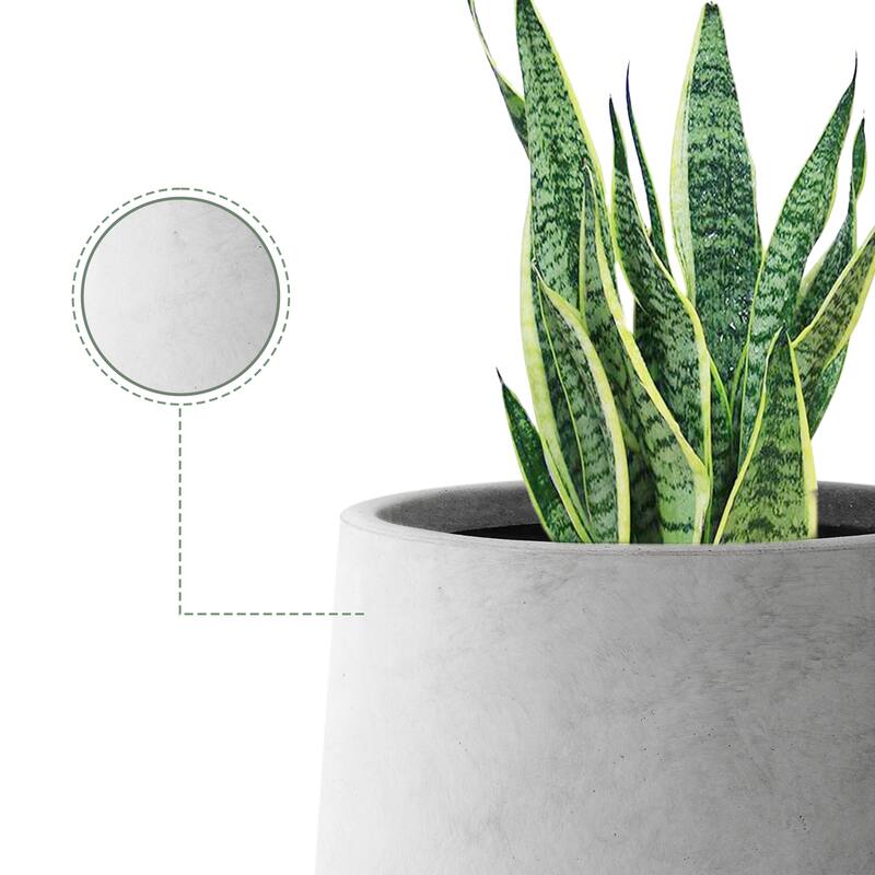 Plantara 14" H Round Raw Concrete Planter pot, Modern planter with Drainage Hole,Flower Pot for Outdoor